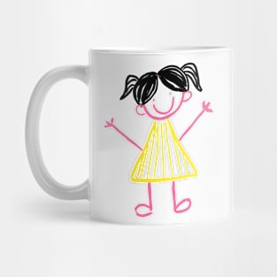 cute little girl doodle art illustration Mug